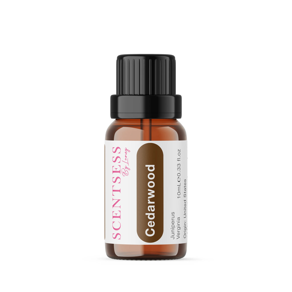 organic cedarwood essential oil bottle for hair care and aromatherapy